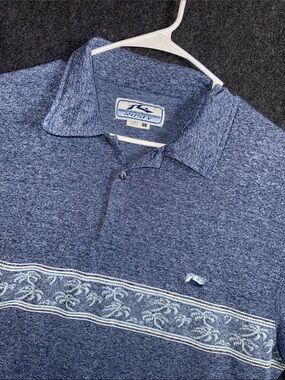 Rusty Men's Heather Navy Polo with Decorative Chest Stripe